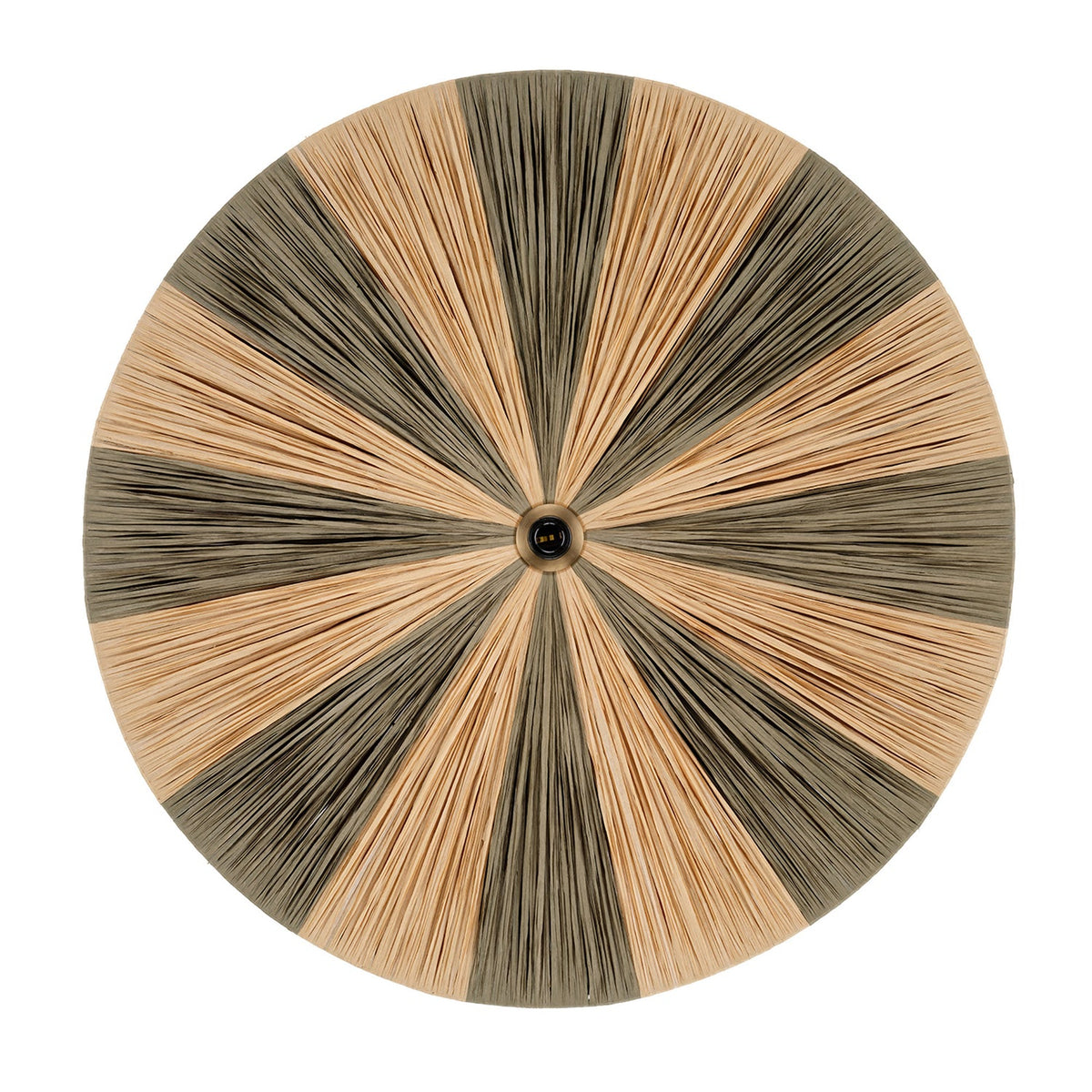 Jamie Young Parasol Green 1-Light Large Pendant in Green Raffia, side profile view