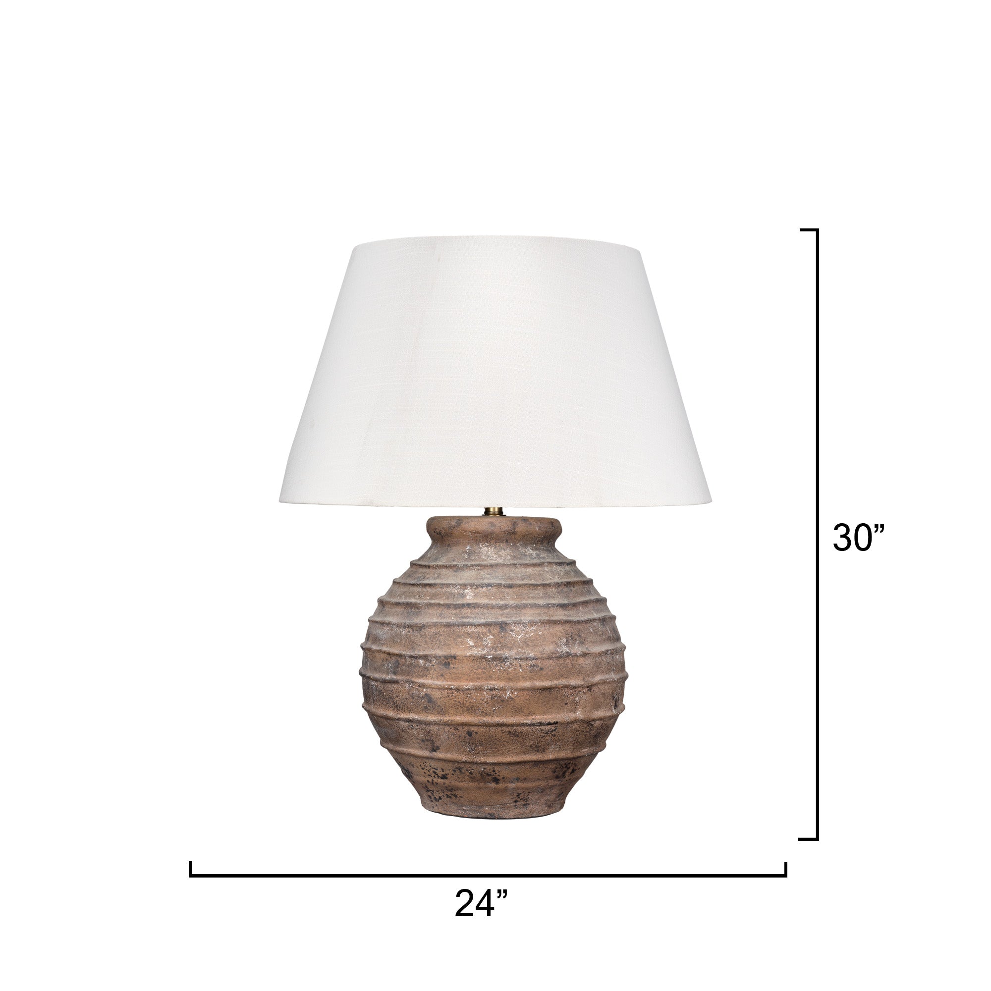 Jamie Young Cinder Terracotta Rusted Brown Table Lamp with Linen Shade