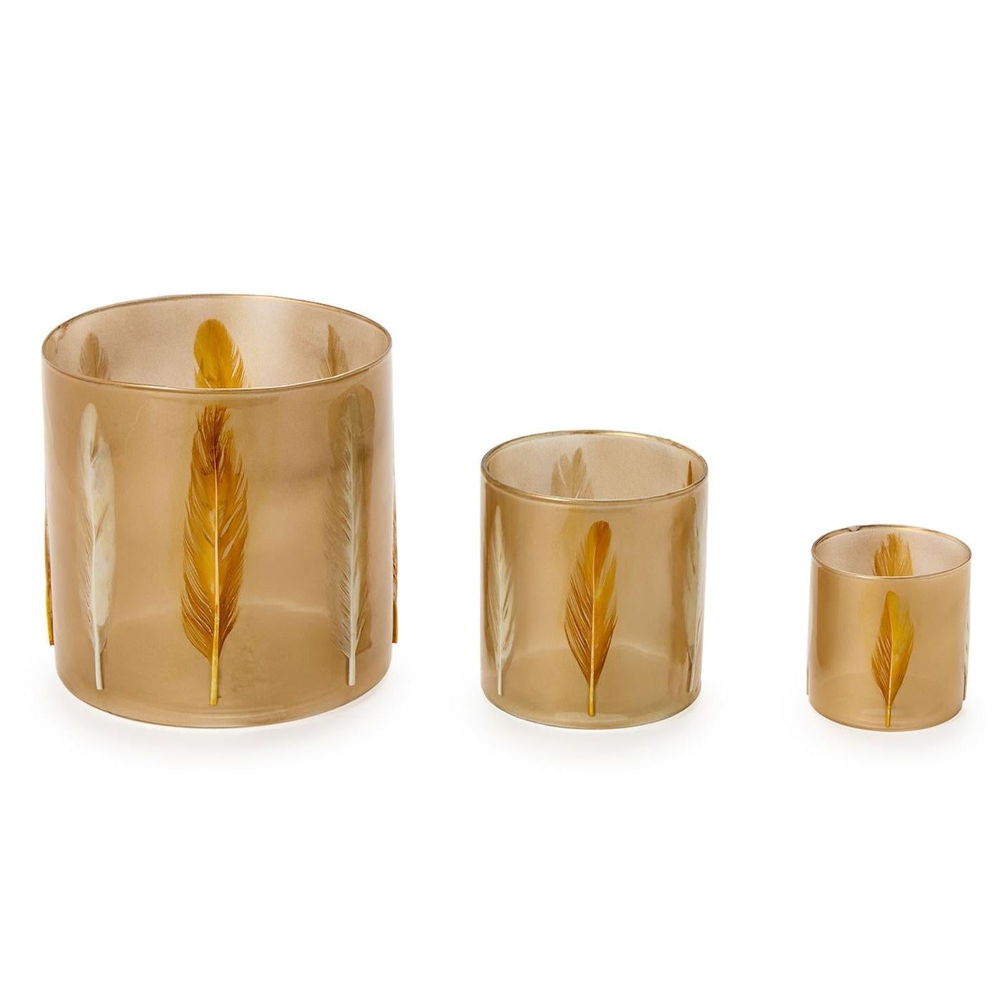 Feather Hurricane Candleholder Set of 3