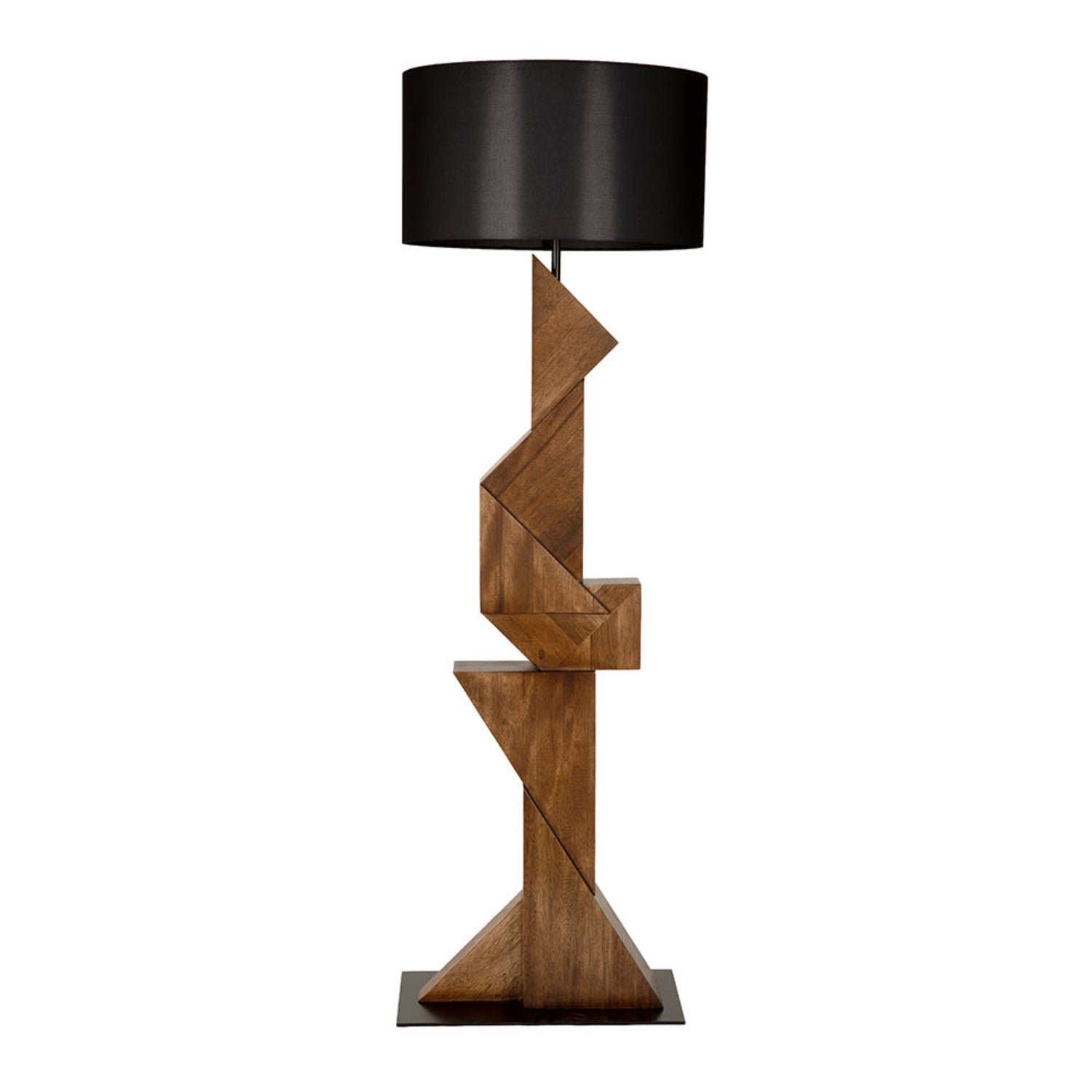 Dark Walnut and Black Shade Enigma I Floor Lamp with Shade by Noir