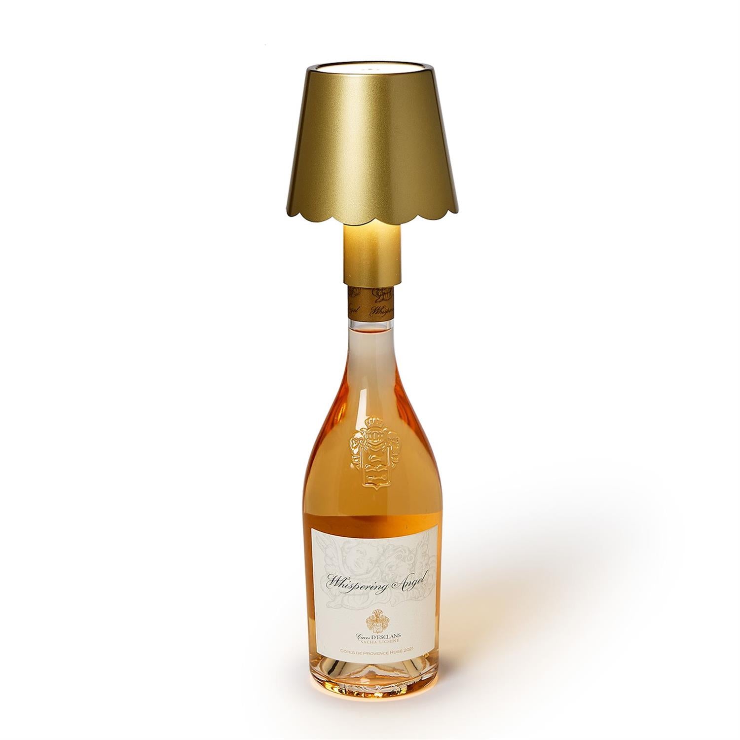 LED Touchable Gold Scalloped Lampshade with Bottle Stopper in Gift Box
