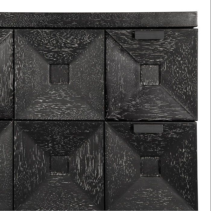 Noir Musashi Black Walnut Small 2 Drawer, measuring 30 in. W x 23 in. D x 29 in. H
