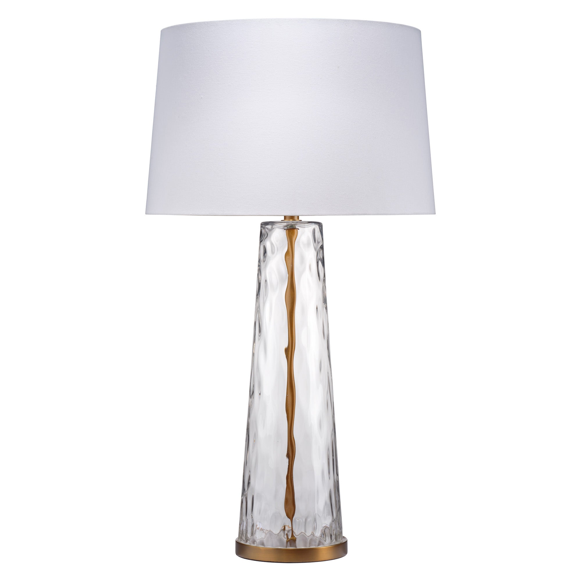 Jamie Young Milan Hammered Clear Glass Table Lamp with Linen Shade