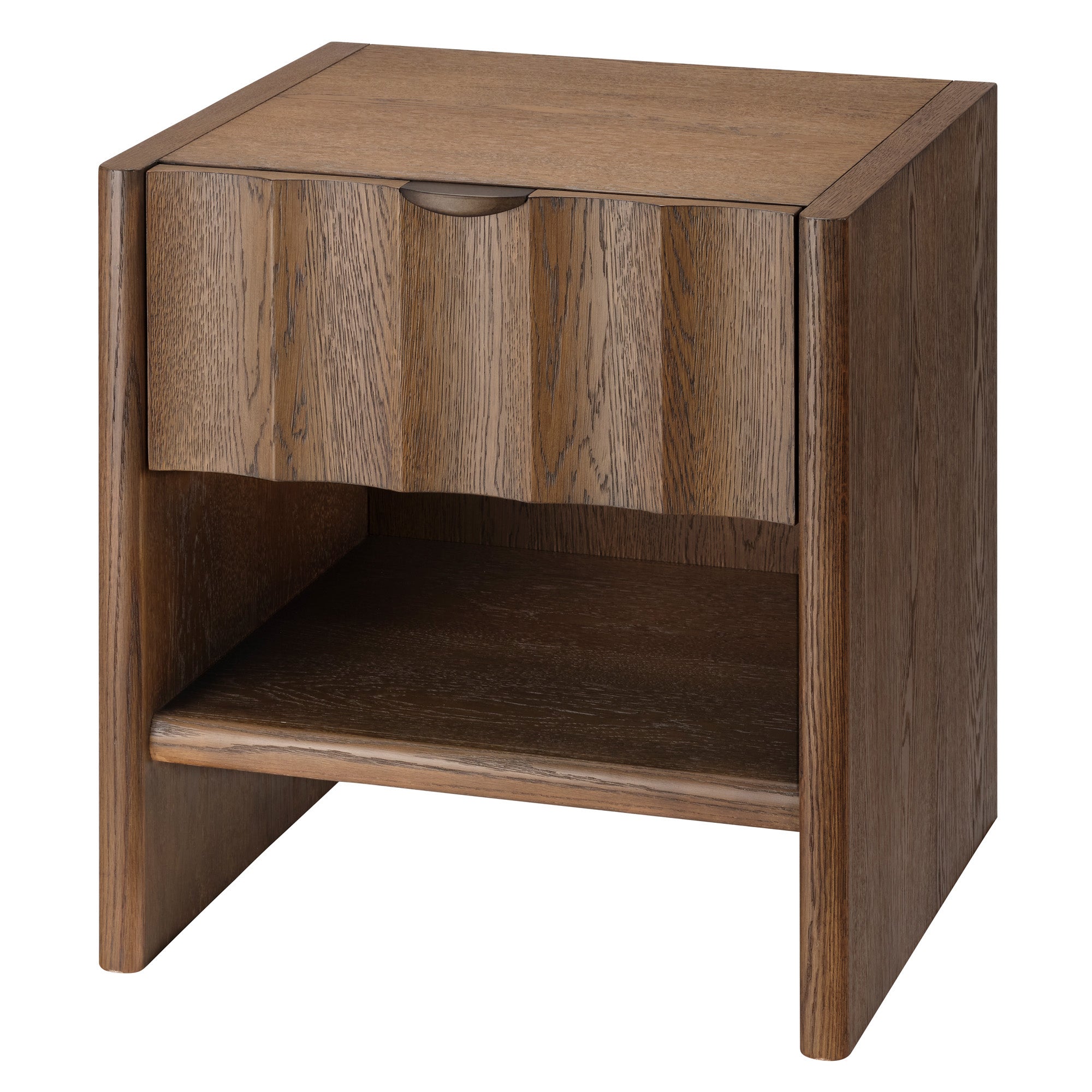 Jamie Young Finley Brown Sugar Oak Small Fluted Nightstand