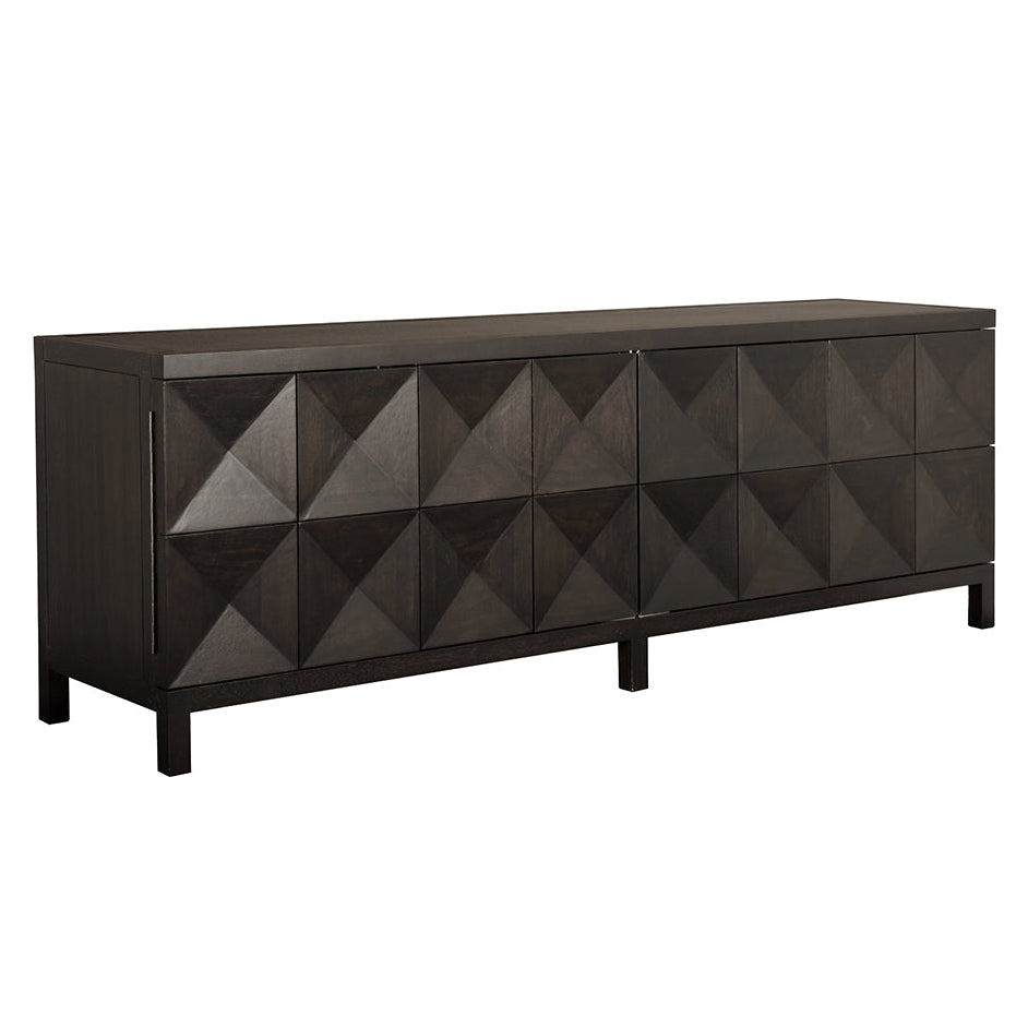 Noir Quadrant Ebony 4 Door Sideboard, Ebony Walnut finish