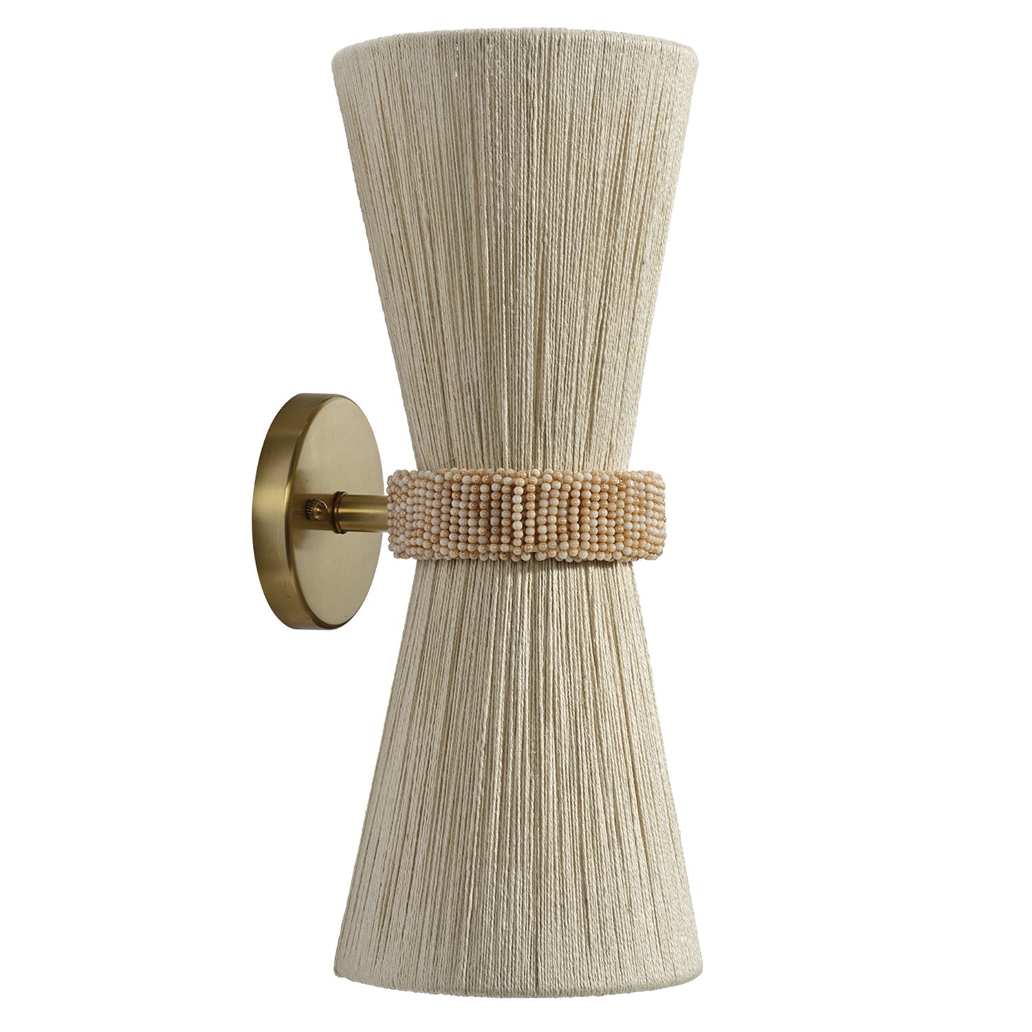 Jamie Young Corset Off White 2-Light Wall Sconce in Cream Jute, full front view