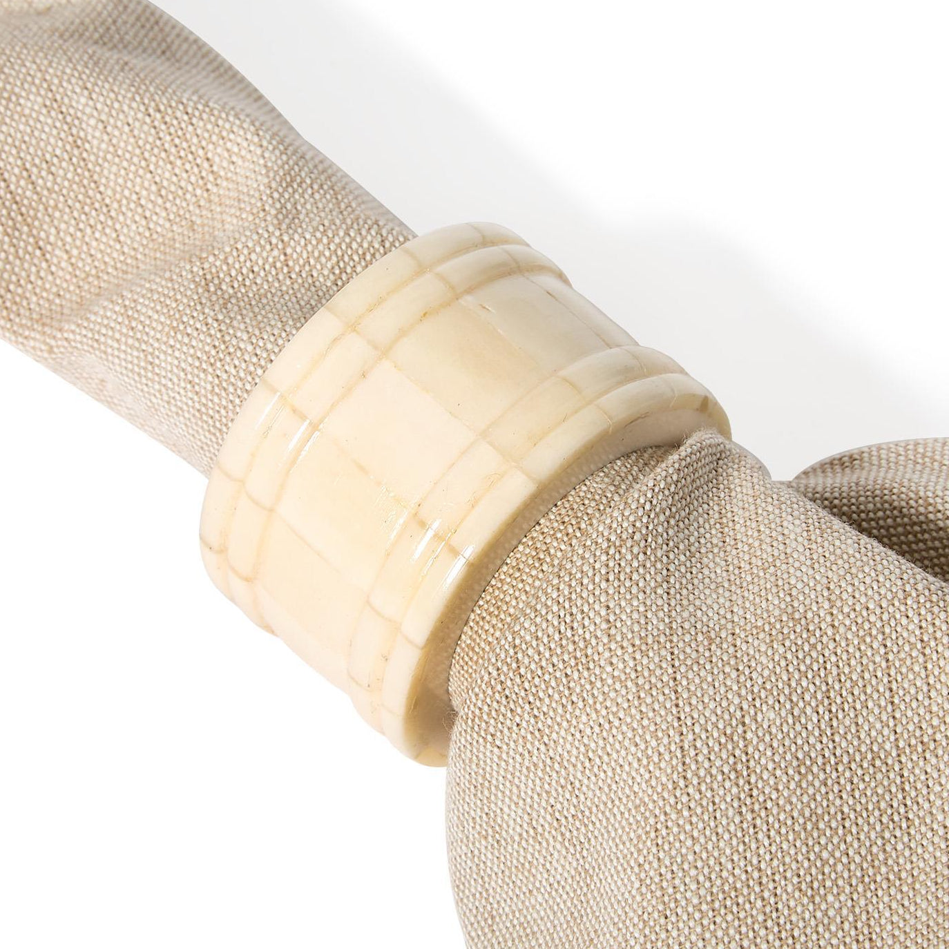Carved Ivory Bone Napkin Ring Set of 4