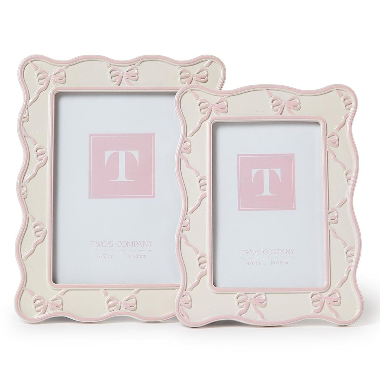 Scalloped Edge Photo Frame with Bow Detail Set of 2