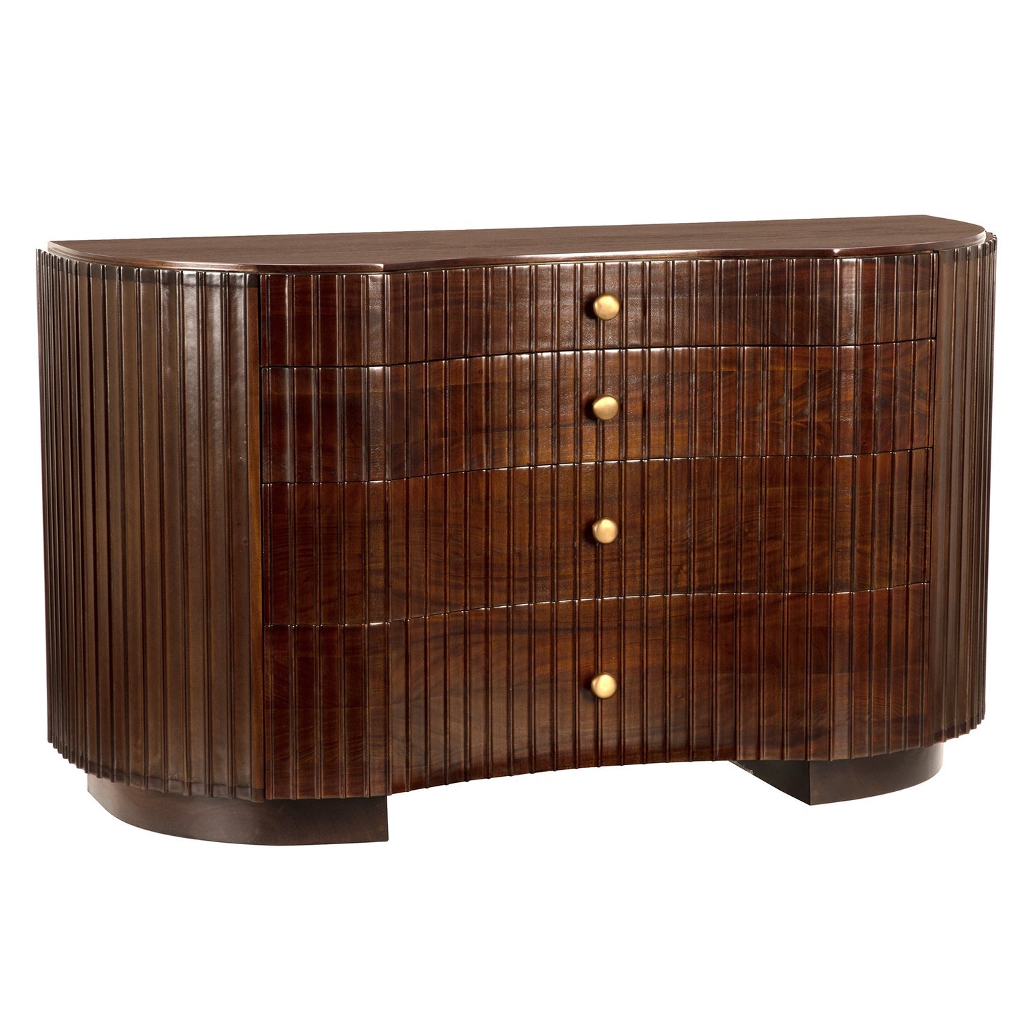 Noir Irene Hand Rubbed Brown Dresser, fluted Hand-Rubbed Brown drawers