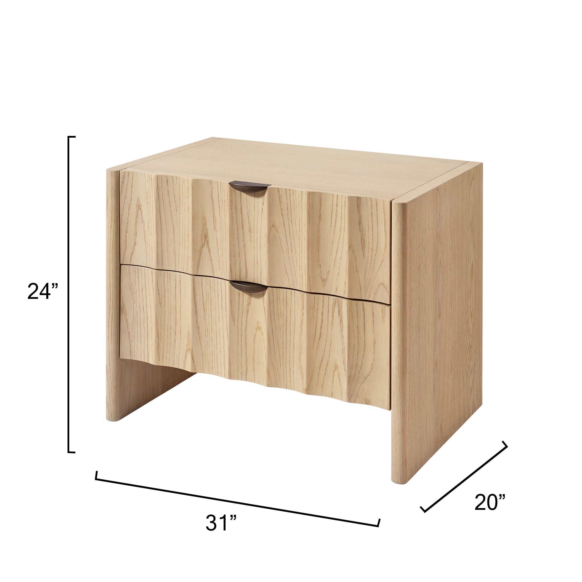 Jamie Young Finley Pale Oak Large Fluted Nightstand