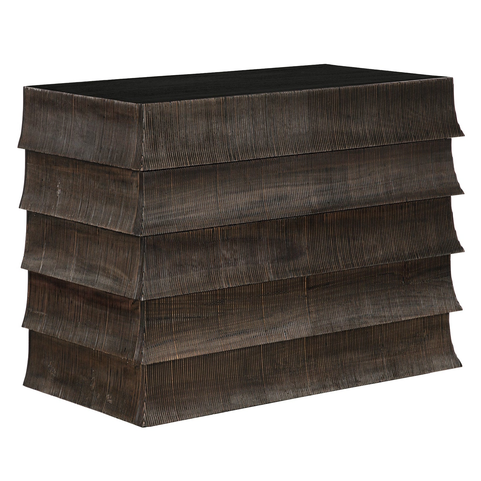 Noir Ava Dresser, tiered flared drawer fronts echoing tile roofs