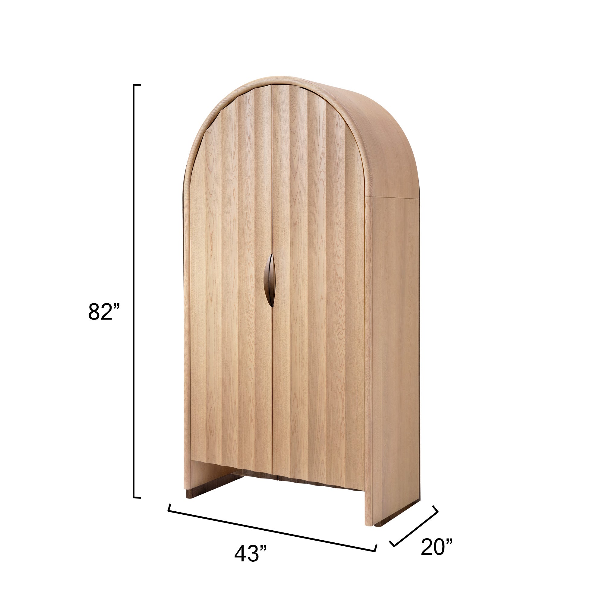 Jamie Young Finley Pale Oak Fluted Arched Cabinet