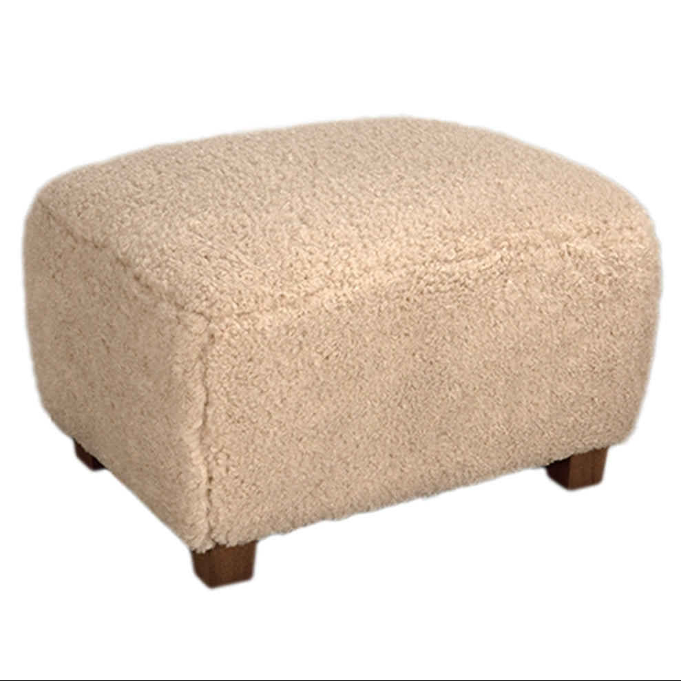 Noir Pola Stool, camel teddy fleece upholstery