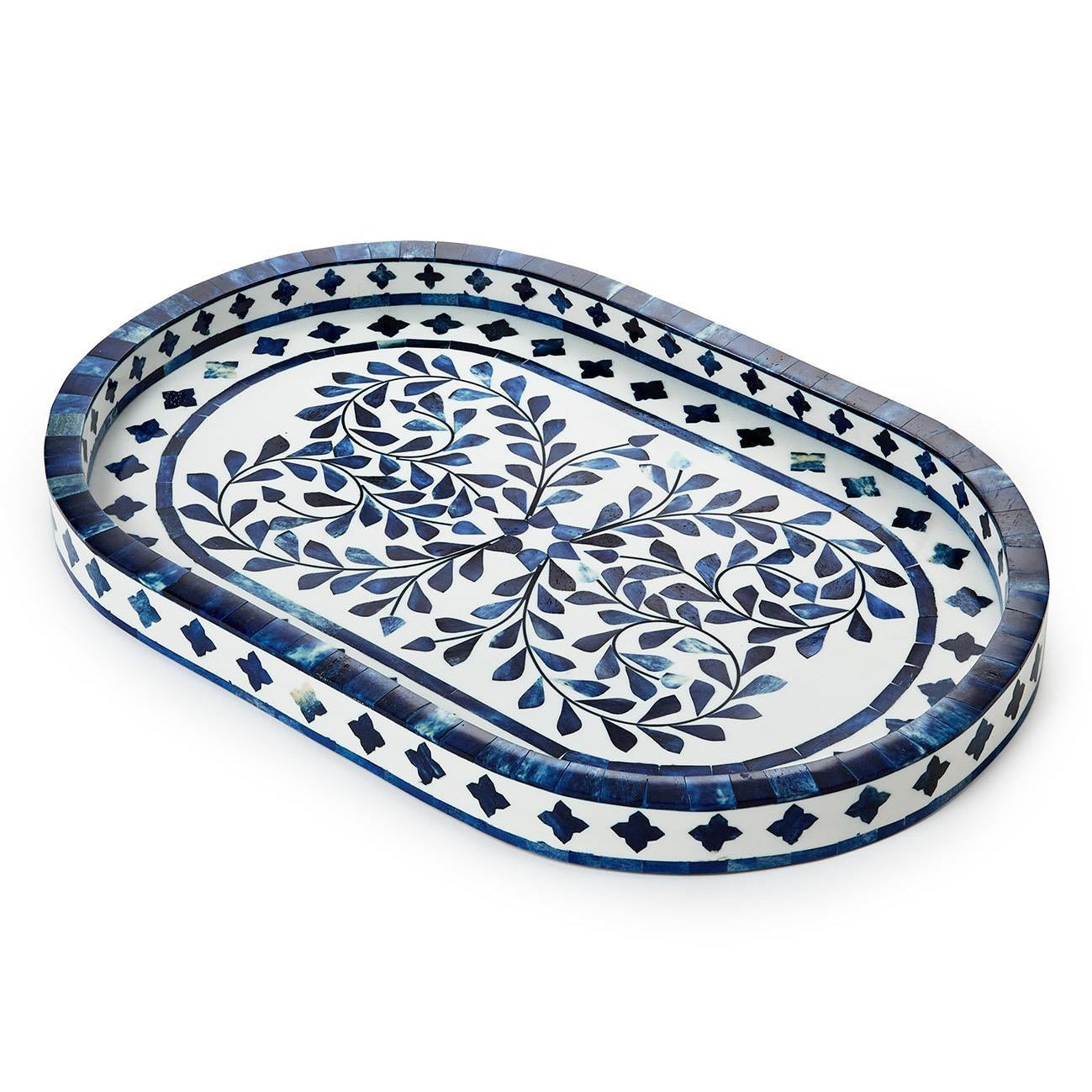 Blue/White Decorative Oval Serving Tray