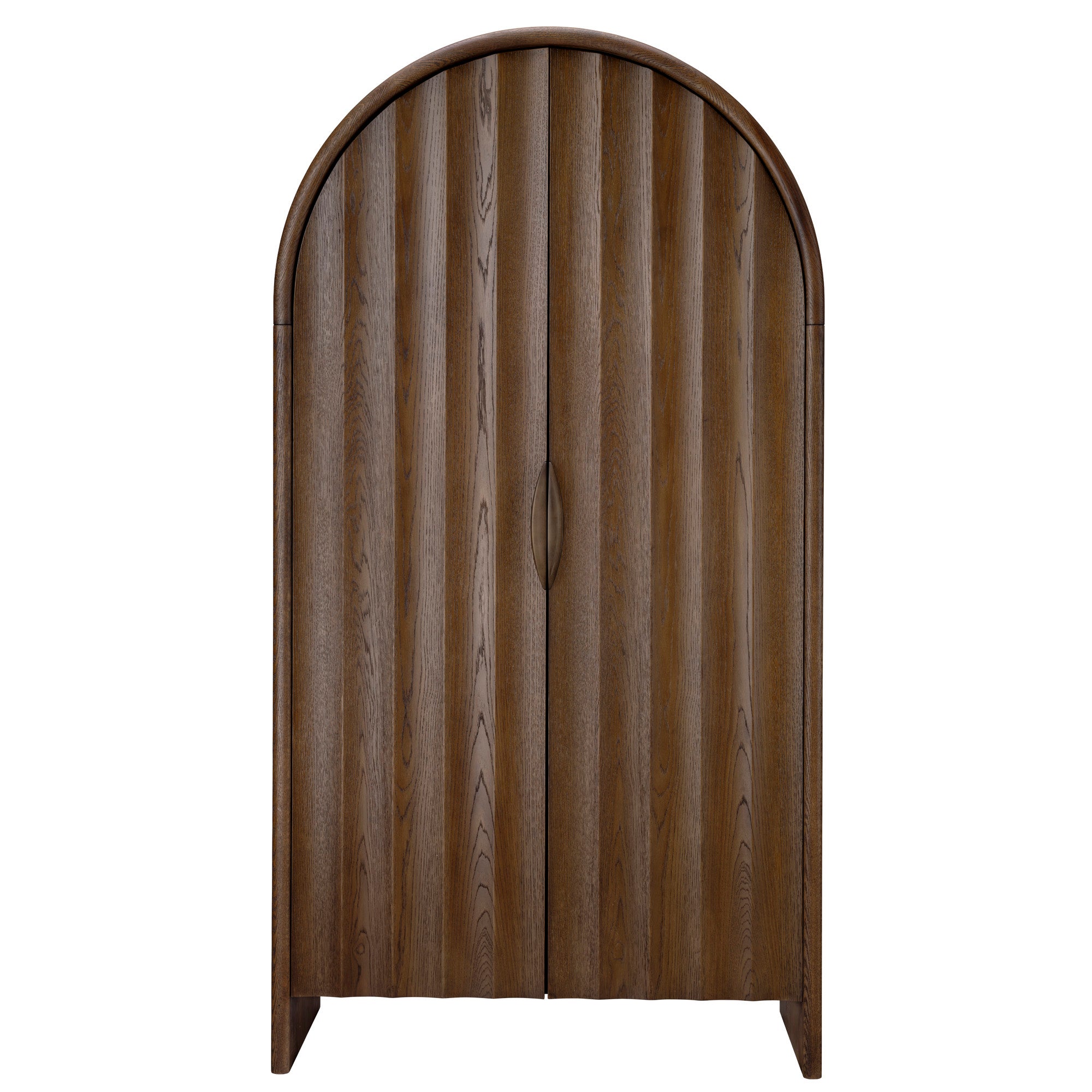 Jamie Young Finley Brown Sugar Oak Fluted Arched Cabinet