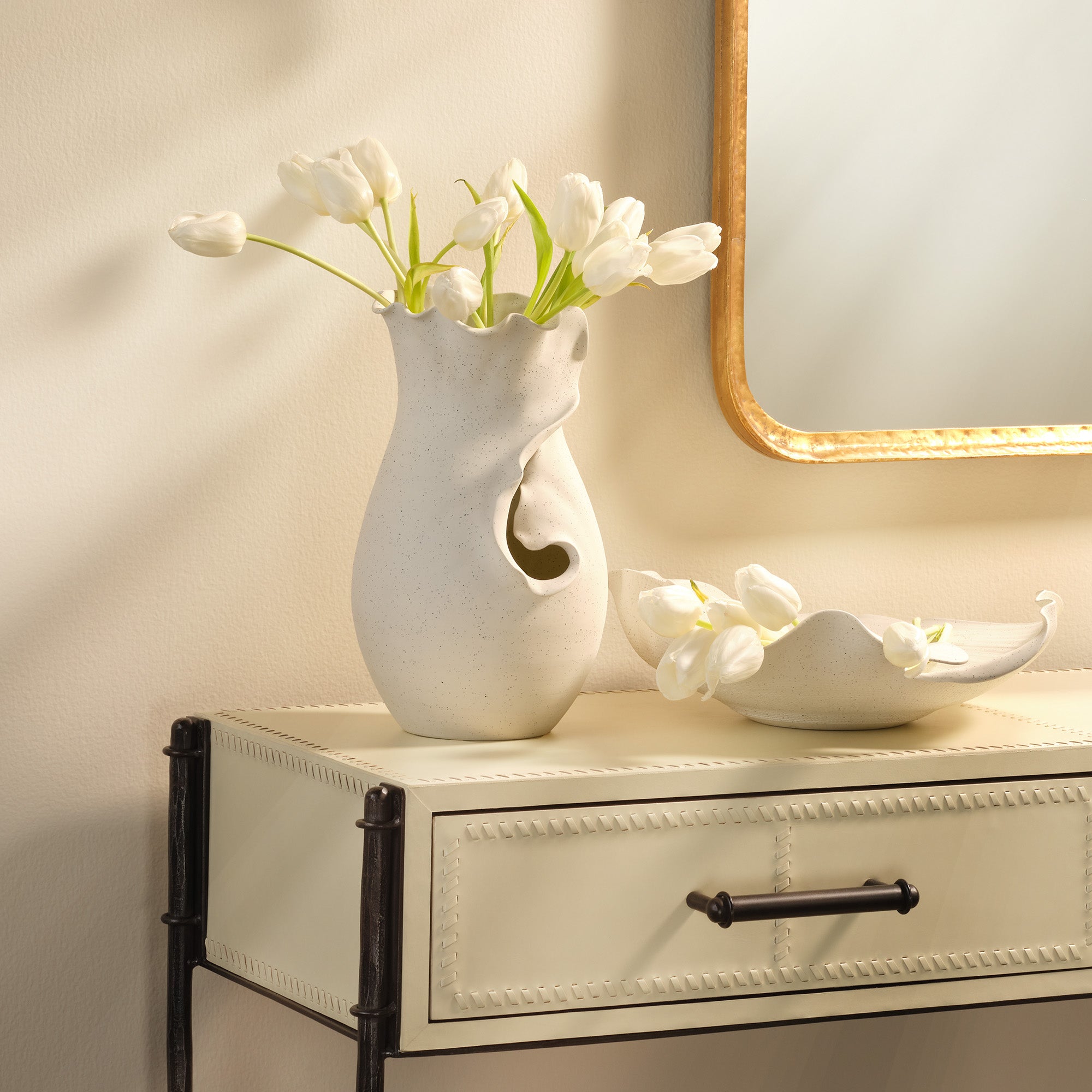 Jamie Young Flutter White Porcelain Vessel