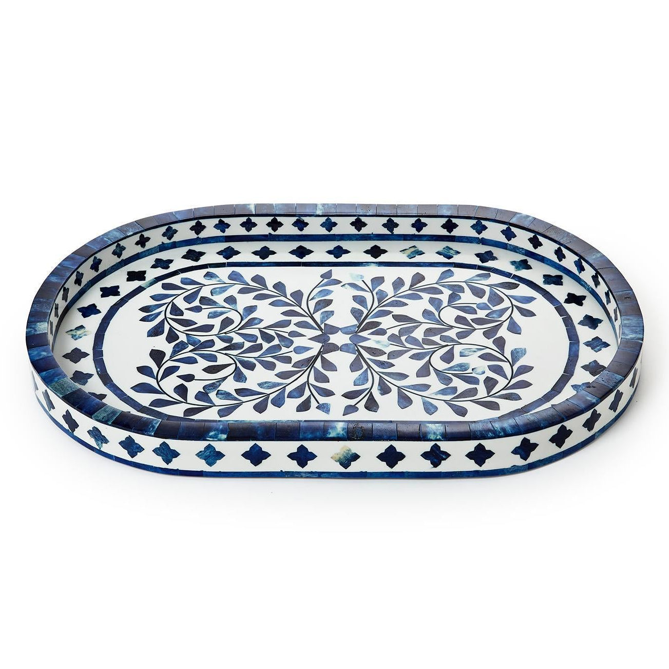 Blue/White Decorative Oval Serving Tray