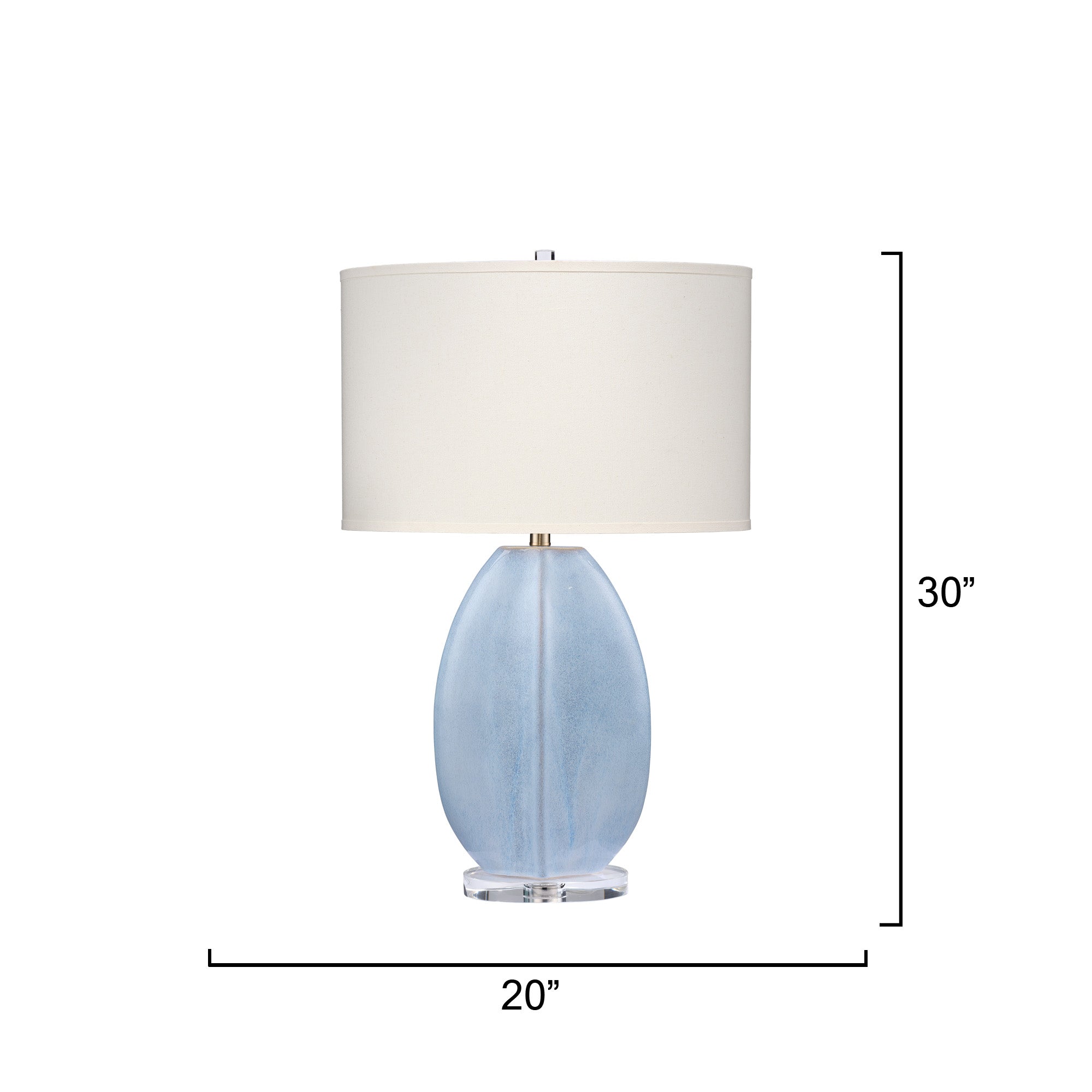 Jamie Young Coin Ceramic Cornflower Blue Table Lamp with Linen Shade