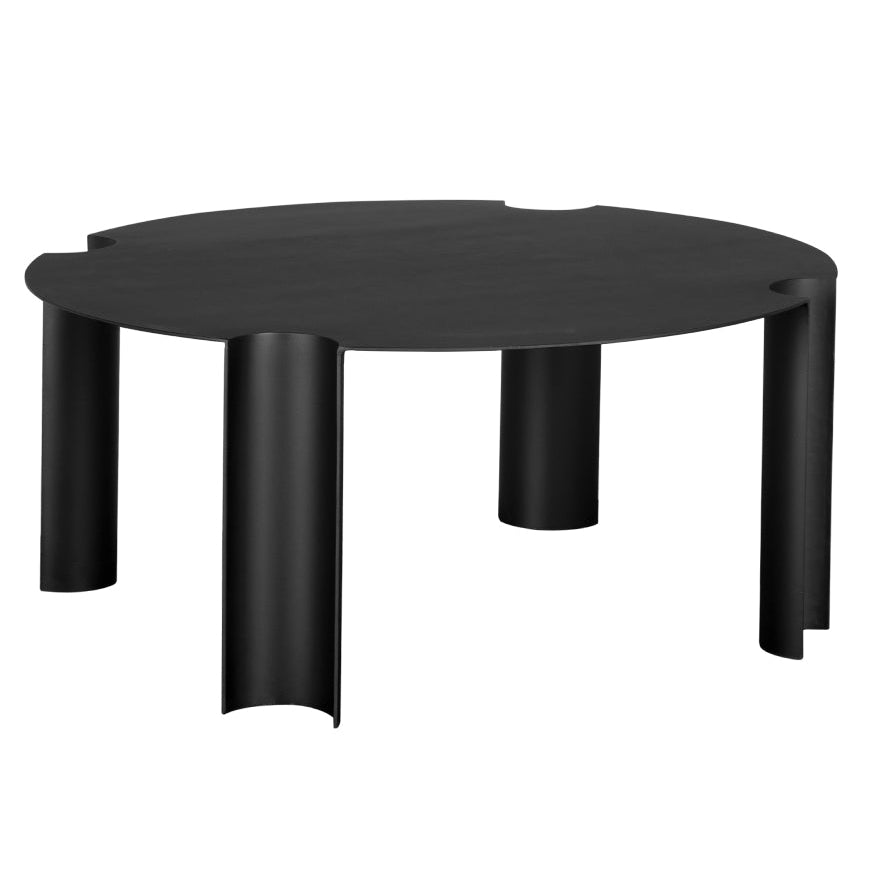 Noir Luca Coffee Table, thin round matte black top