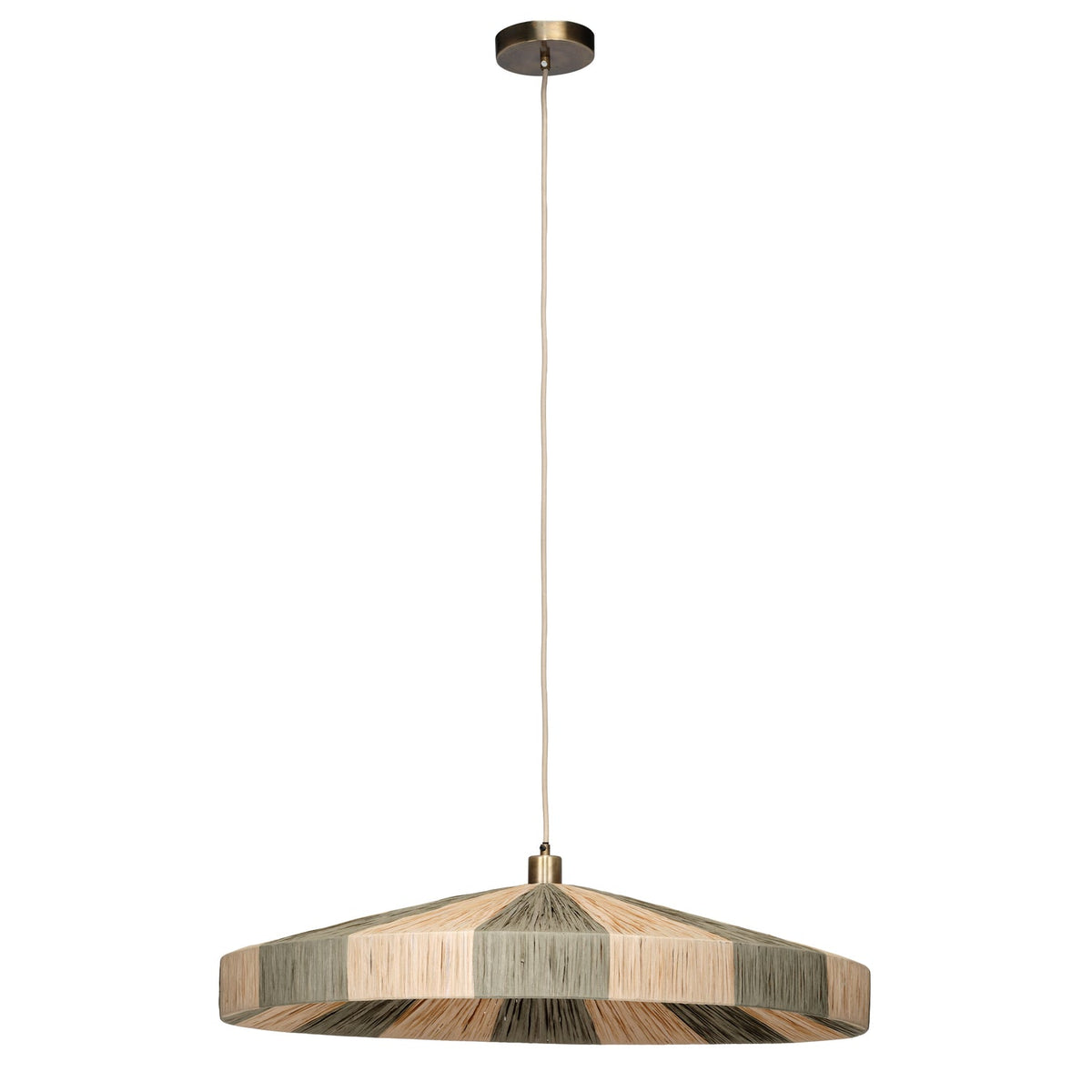 Jamie Young Parasol Green 1-Light Large Pendant alternate angle in Green Raffia
