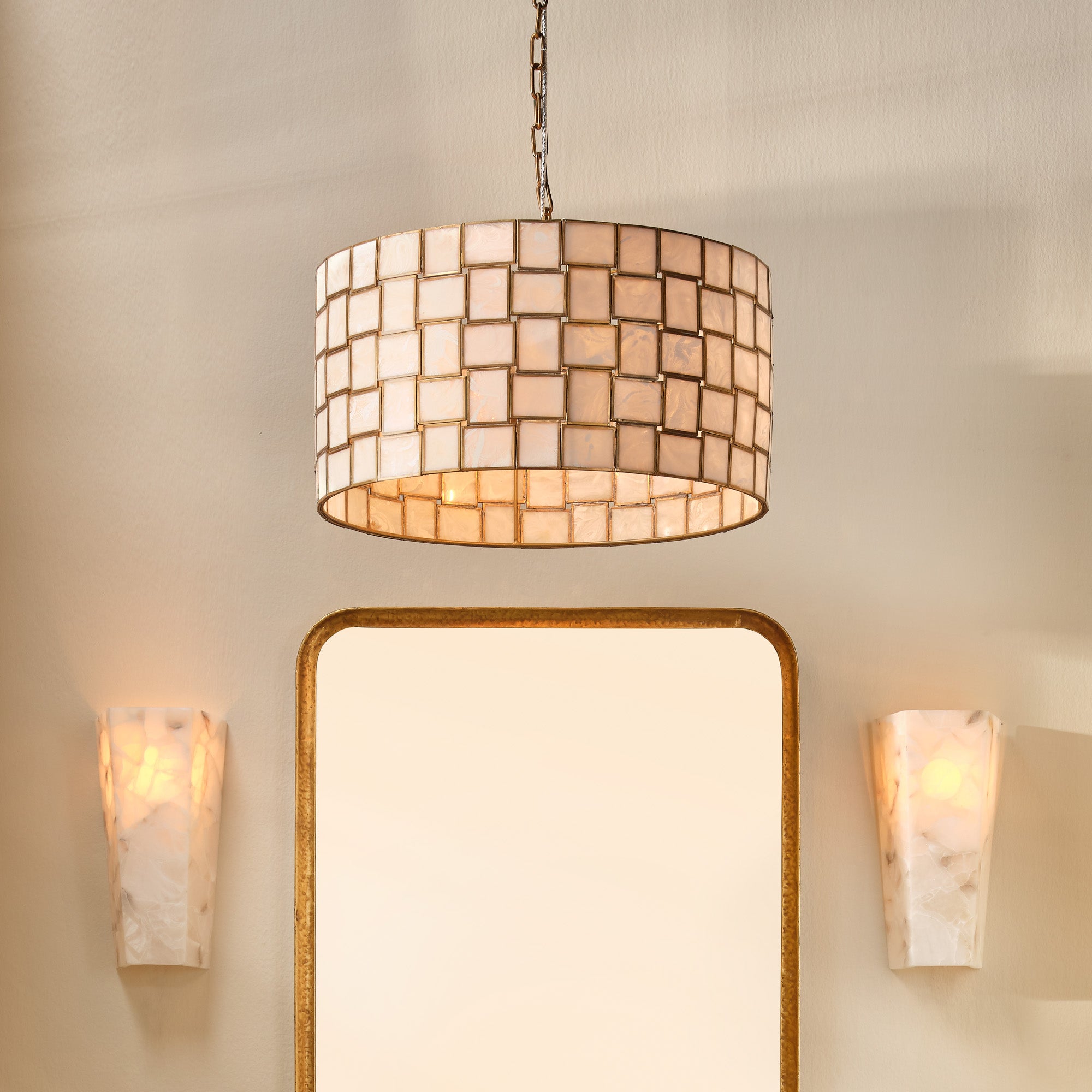 Jamie Young Cinema Faux Alabaster 3-Light Chandelier