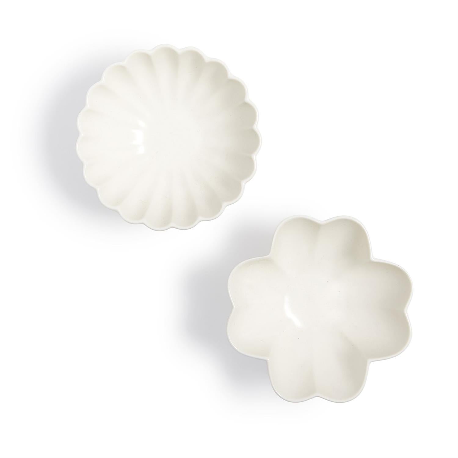 Ruffled Edge Matte White Tidbit Bowl Set of 2