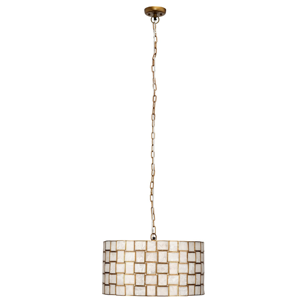Jamie Young Cinema Faux Alabaster 3-Light Chandelier styled in a room setting