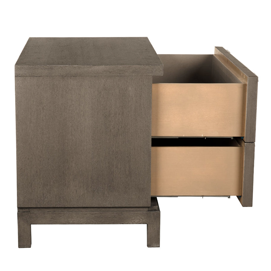 Noir Musashi Greige Walnut Large 2 Drawer Chest, Greige Walnut, Brass finish