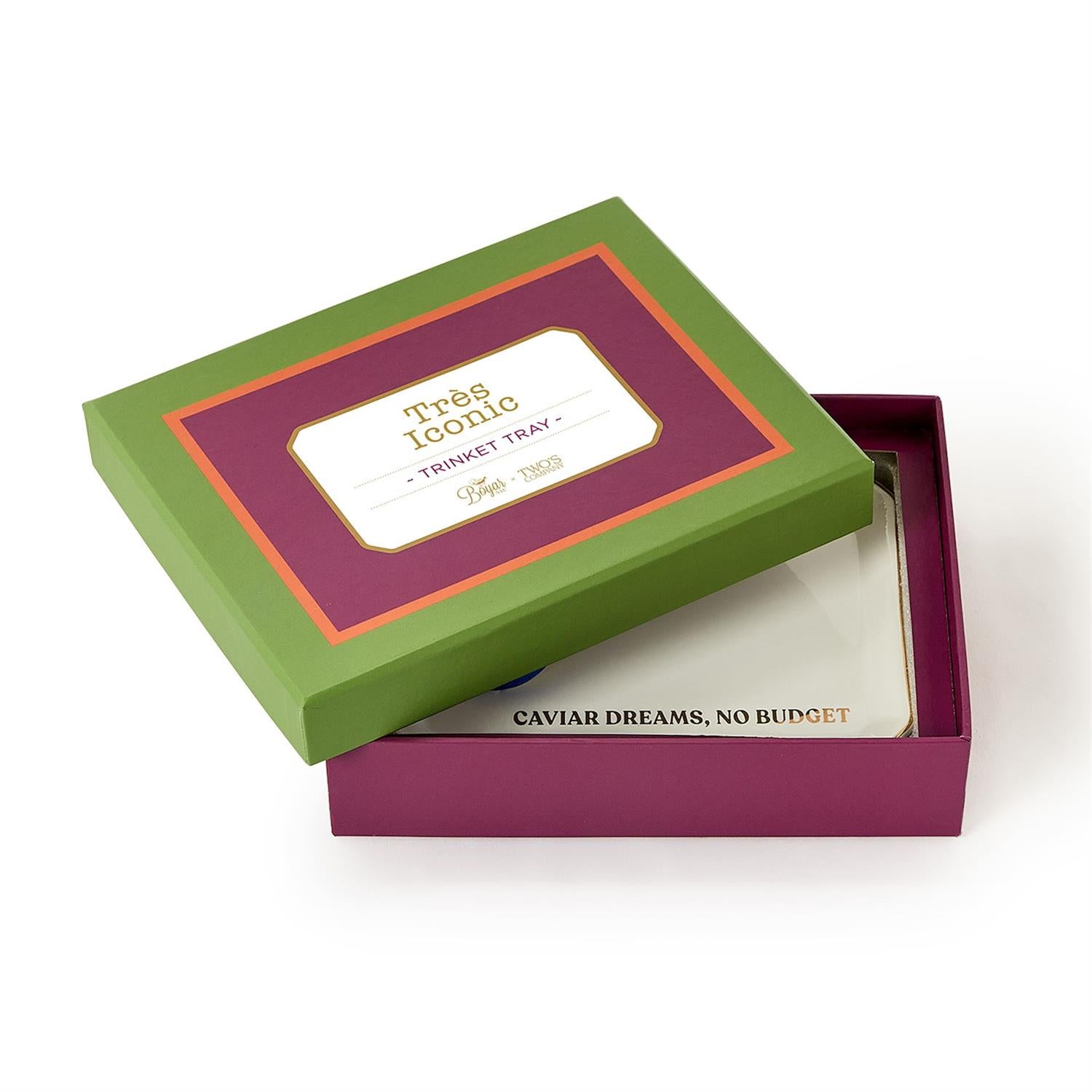 Caviar Dreams Icon Trinket Tray with Saying in Gift Box