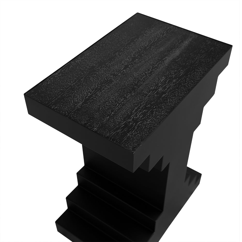Noir Melbourne Side Table, Black Walnut and Matte Black finish
