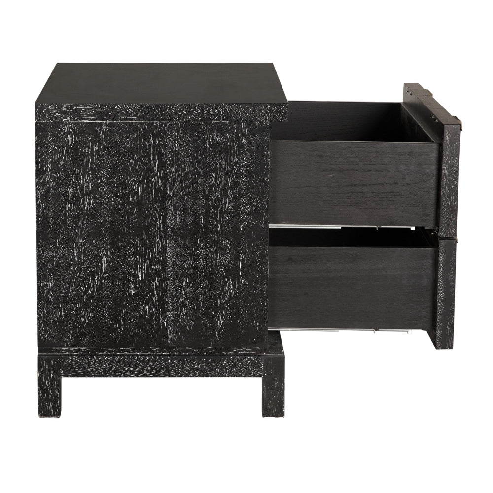 Noir Musashi Black Walnut Small 2 Drawer, compact solid walnut form