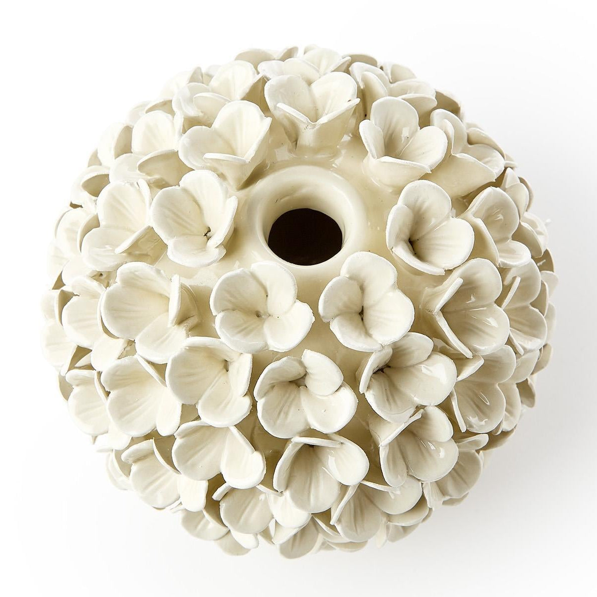 White Hydrangea Flower Bud Vase / Taper Candleholder Set of 2