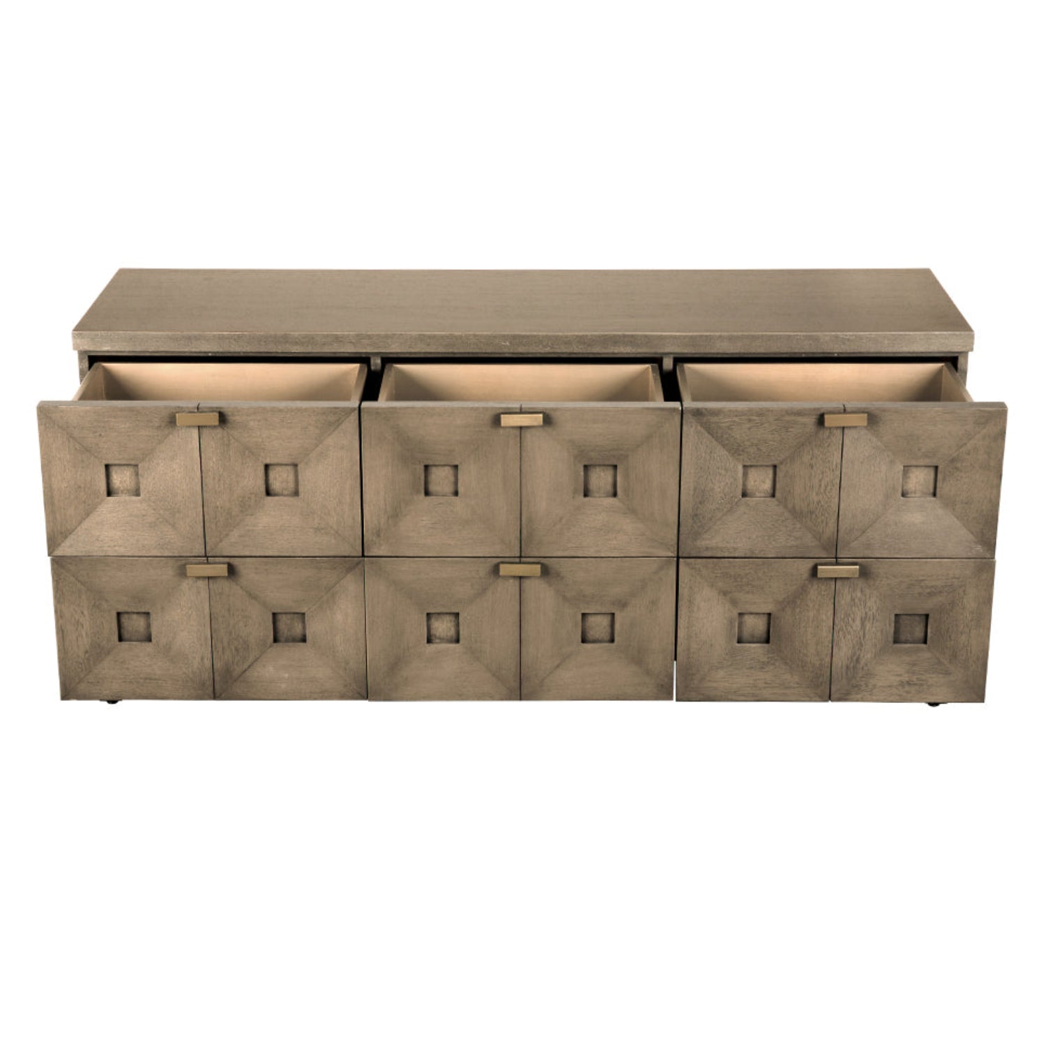 Noir Musashi Greige Walnut 6 Drawer shown in Greige Walnut, Brass