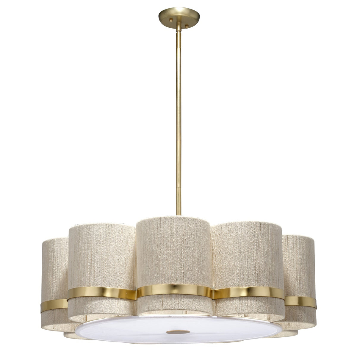 Jamie Young Carousel Off-White 4-Light Chandelier close-up of Cream Jute texture