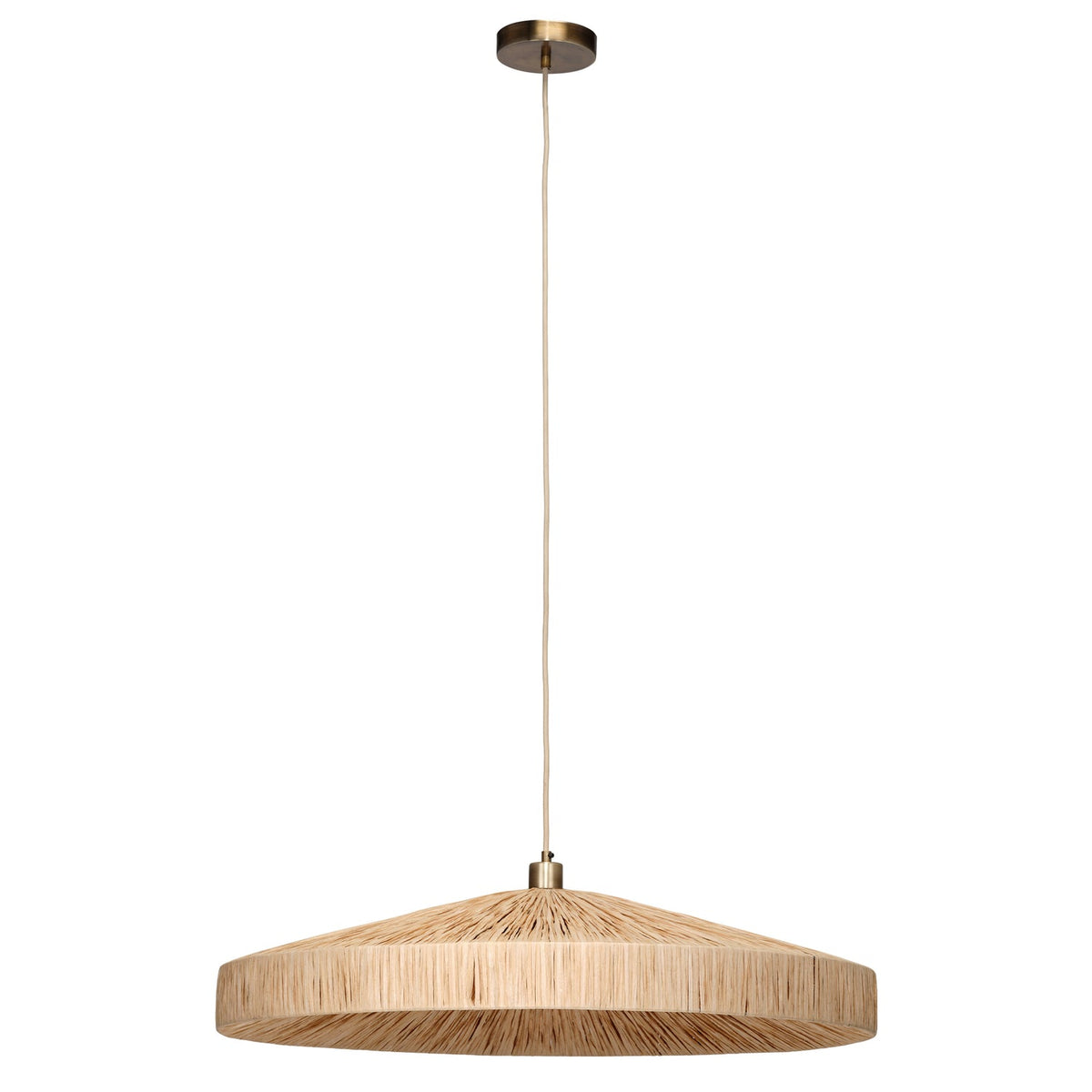 Jamie Young Parasol Natural 1-Light Large Pendant alternate angle in Natural Raffia