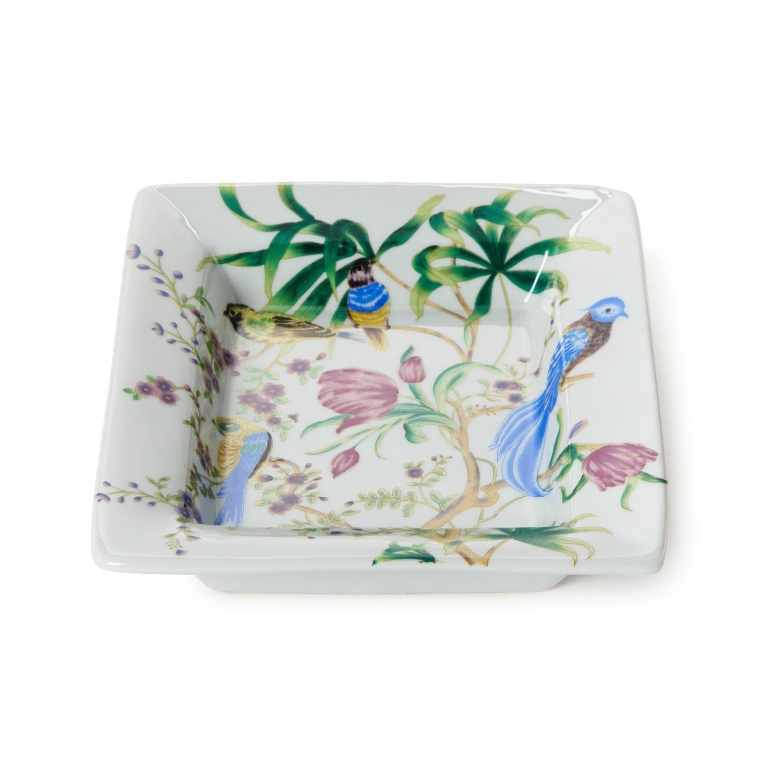7 1/2" Bird & Blossom Chinoiserie Decorative Tray