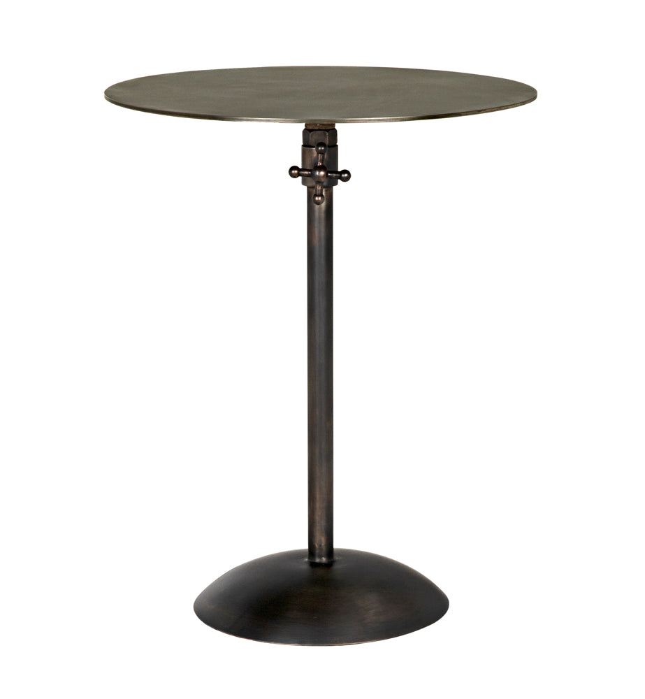 Noir Felix Gun Metal Side Table, height-adjustable from 19 to 34 in.