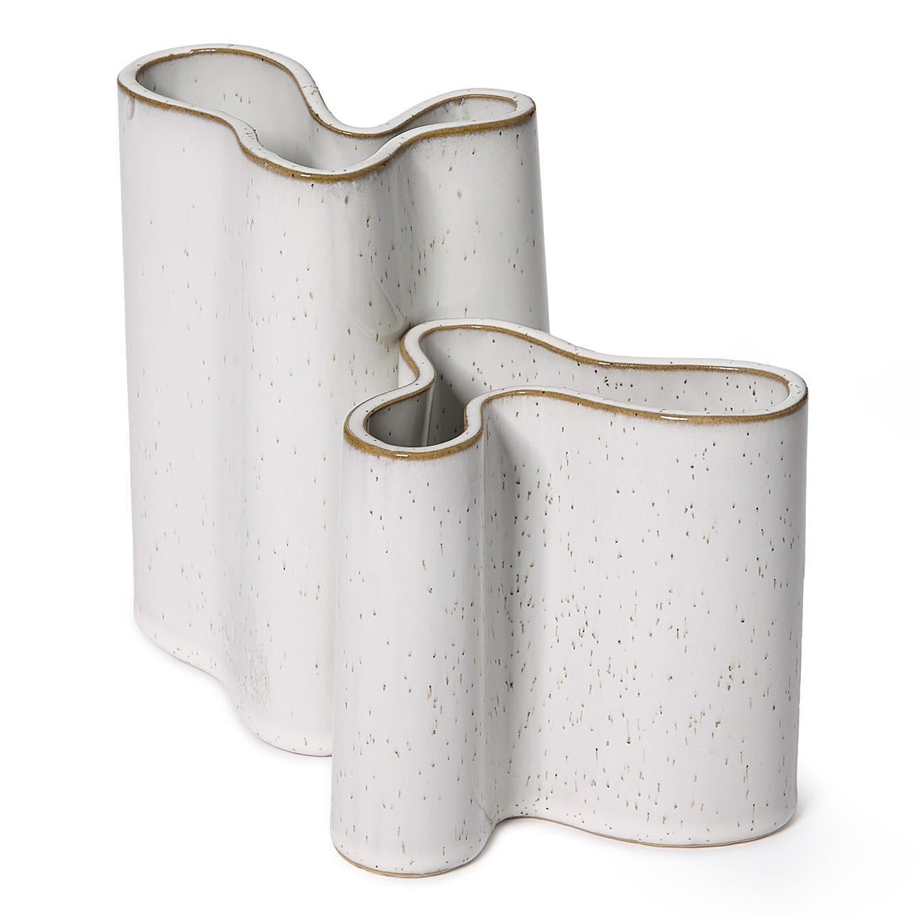 Freeform Vase with Reactive Glaze Set of 2