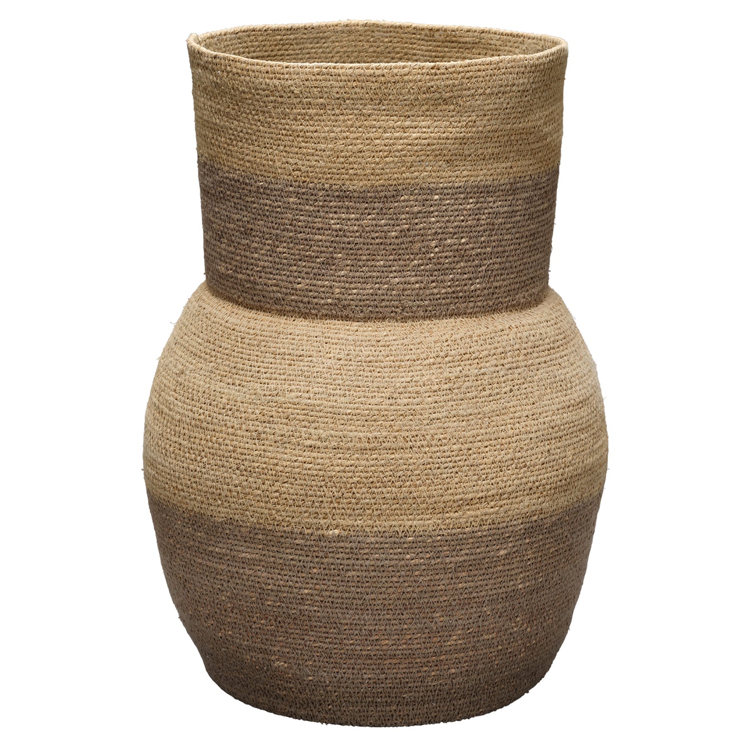 Jamie Young Butterfly Taupe Seagrass Basket in Taupe Seagrass, full front view