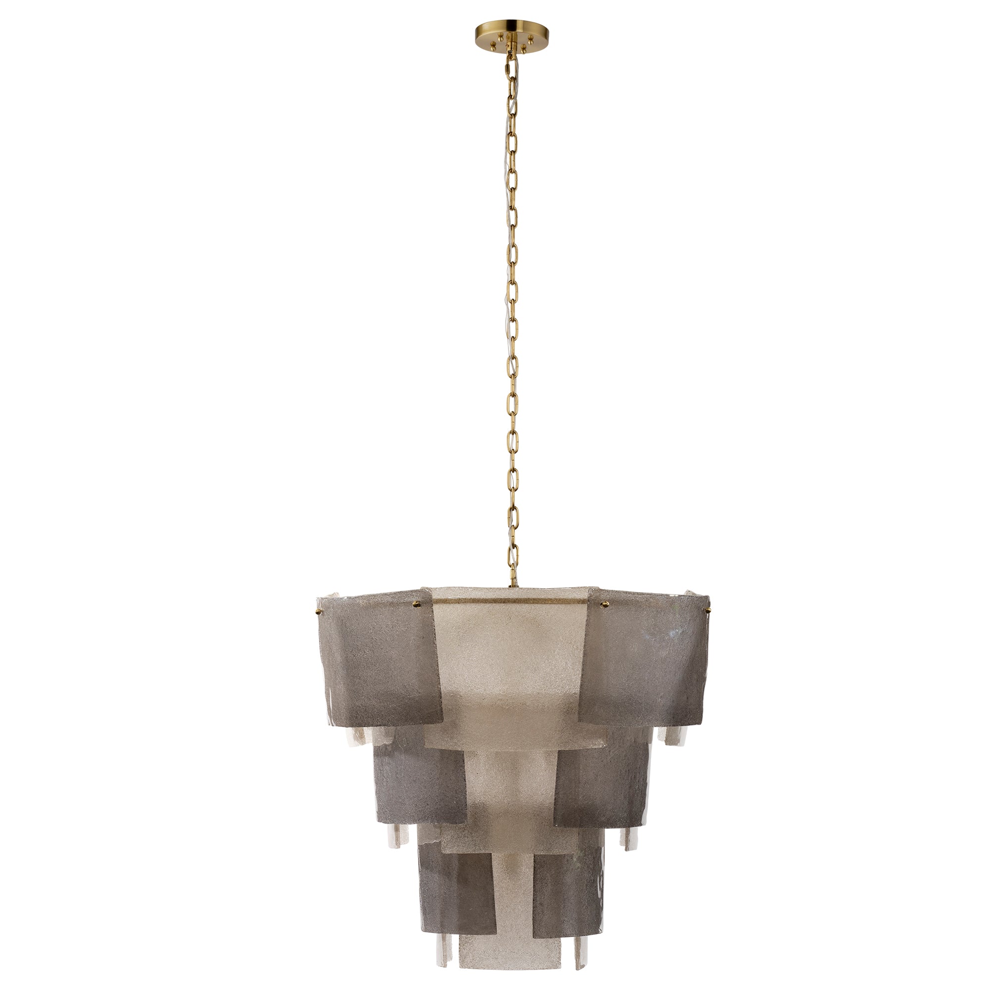 Jamie Young Aurora Clear and Smoke Seeded Glass 18-Light Large Chandelier