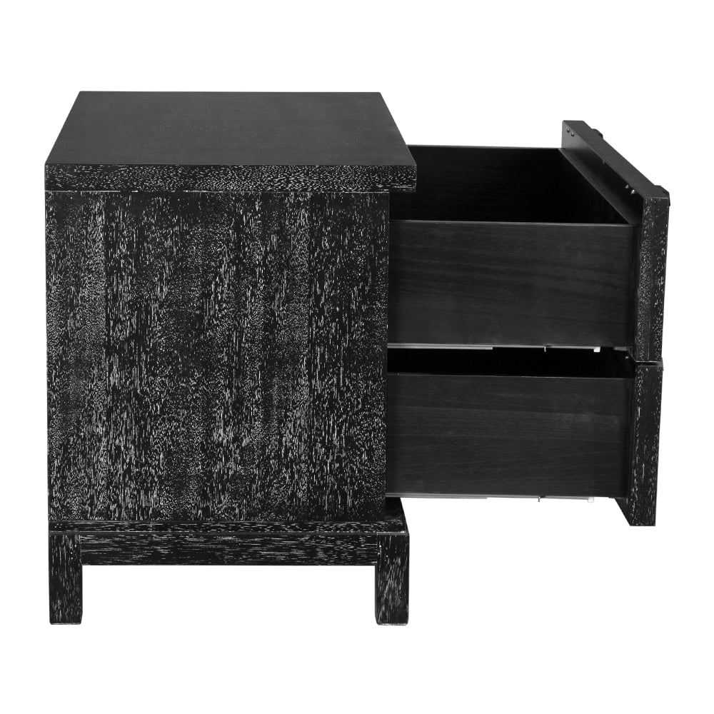 Noir Musashi Black Walnut Large 2 Drawer, monolithic brutalist silhouette