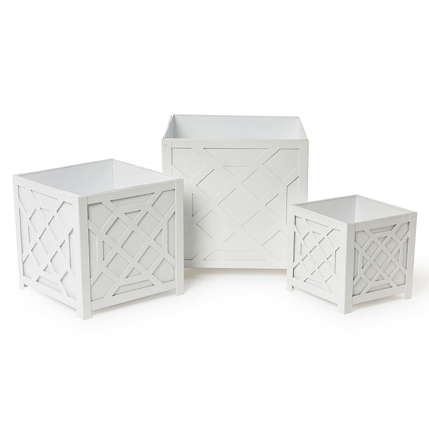 Laser Fretwork Square Metal Planter Set of 3