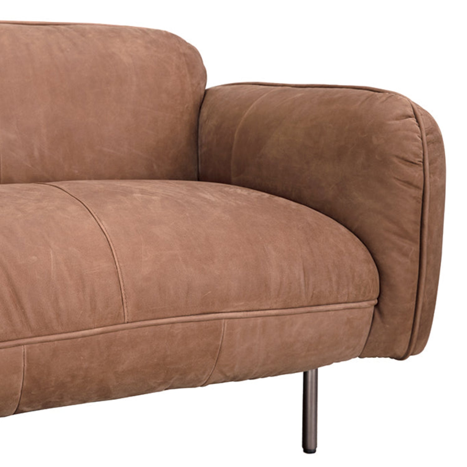 Noir Franklin Coris Brown Leather Sofa at 88 in. W x 34 in. D x 28.5 in. H