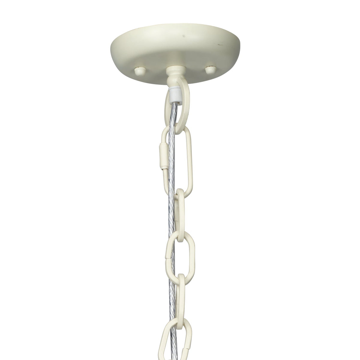 Jamie Young Corset Off-White 3-Light Chandelier alternate angle in Cream Jute
