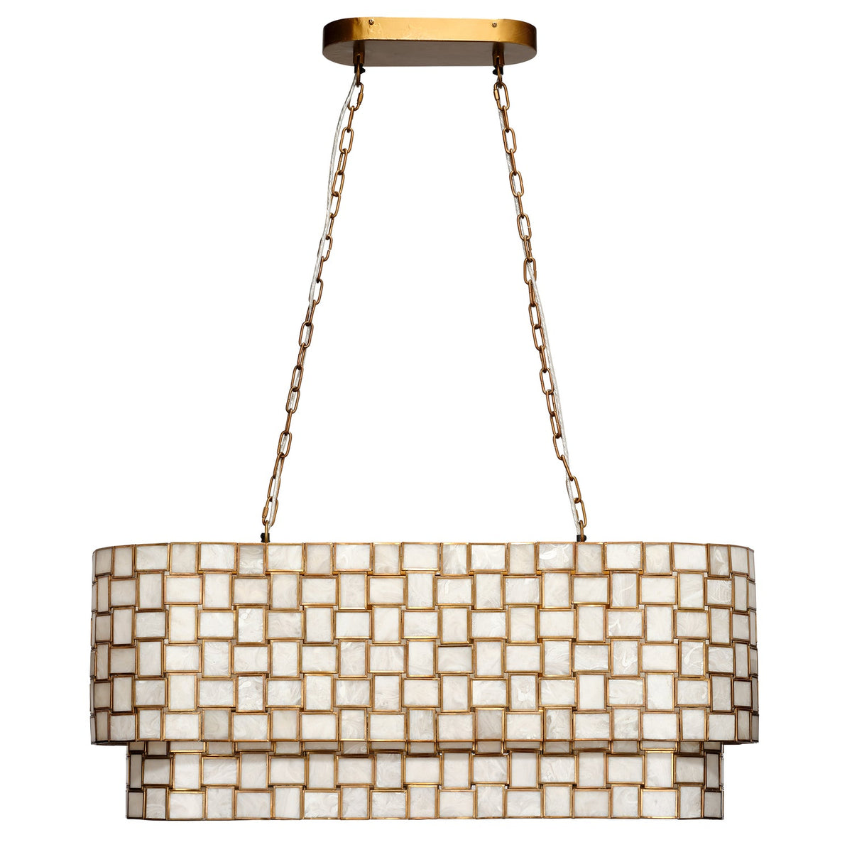 Jamie Young Premiere Faux Alabaster 7-Light Chandelier close-up of Cream Resin texture