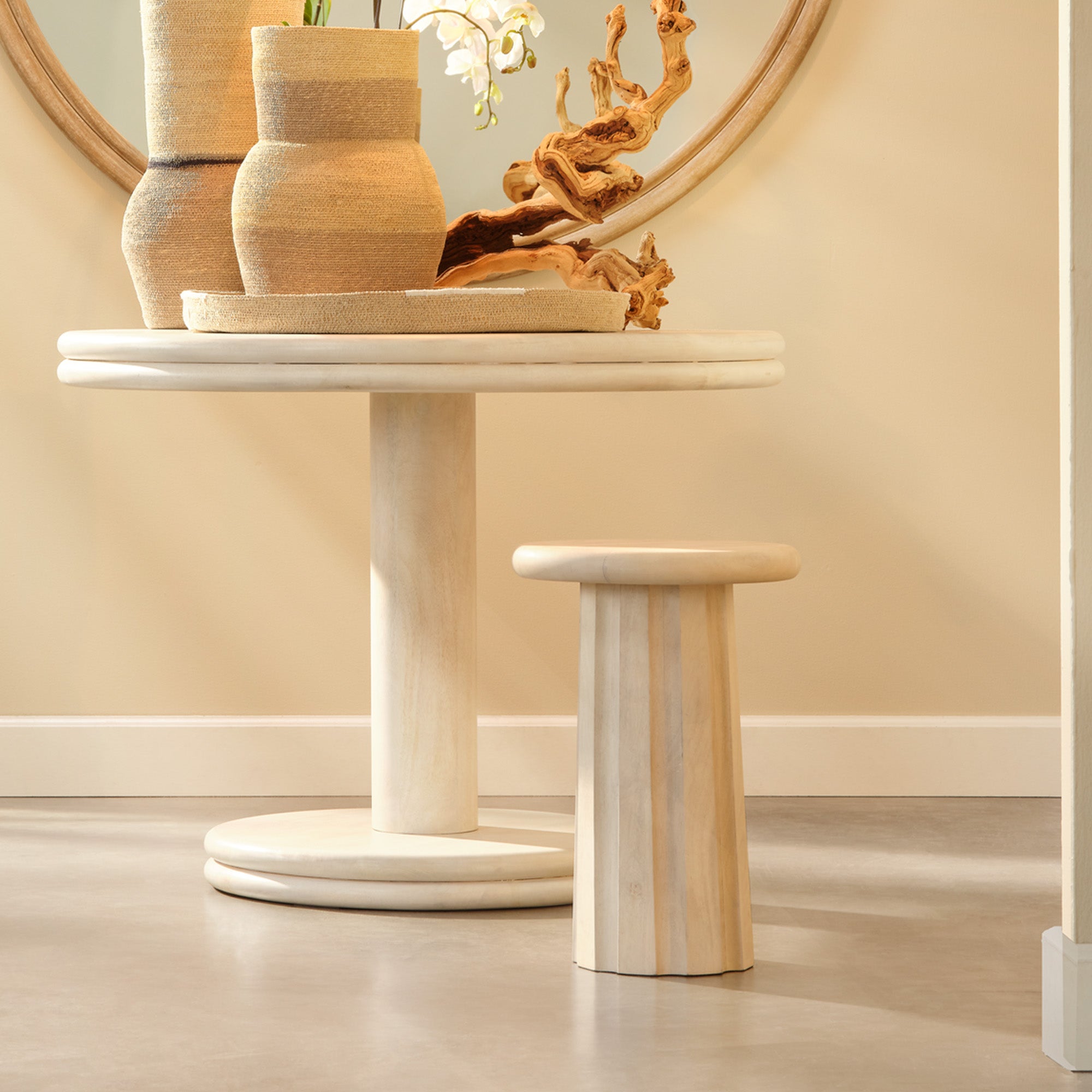 Jamie Young Cremini Off-White Wood Side Table