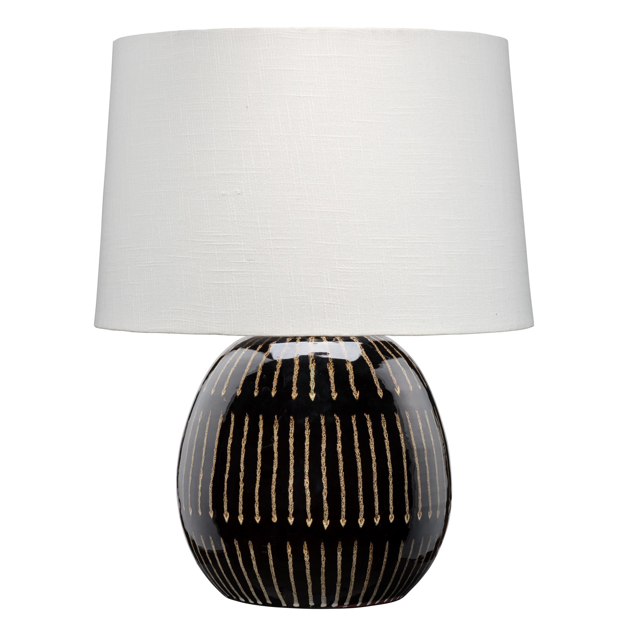 Jamie Young Sierra Ceramic Carbon Black Table Lamp with Linen Shade