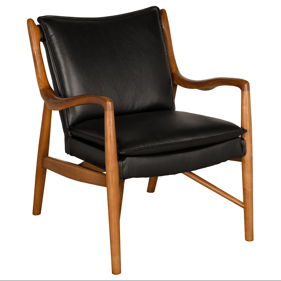 Noir Weston Chair with Black Leather, black top-grain leather upholstery