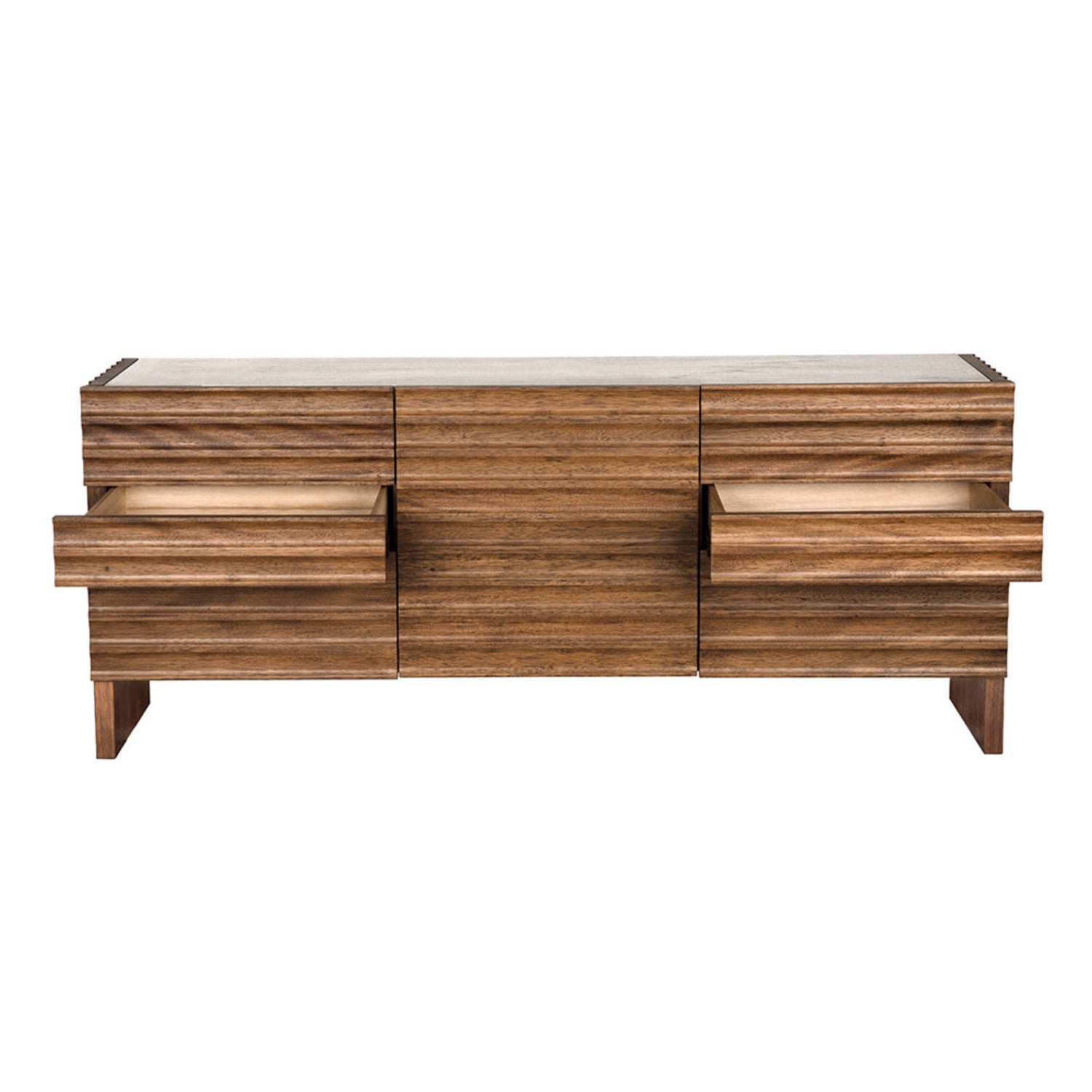 Noir Gauss Dark Walnut Sideboard with Marble Top shown in Dark Walnut