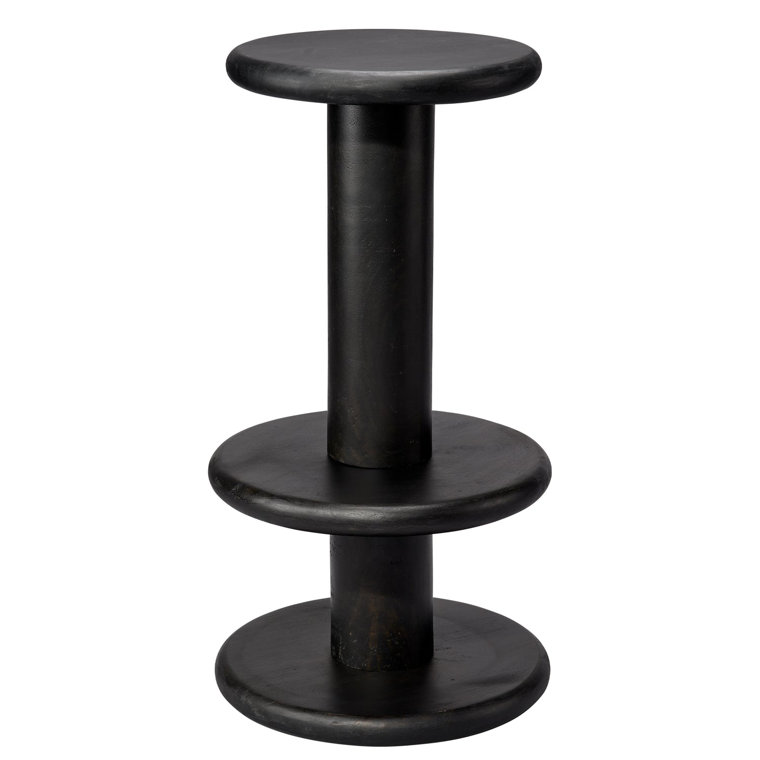 Jamie Young Rye Black Mango Wood Barstool in Black Mango Wood, full front view